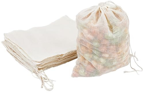 Beebeecraft Sacs en Coton Réutilisables pour le Shopping et le Stockage 20 pièce Sacs Filtrants en Tissu de 7.7x 9.3 pouces
