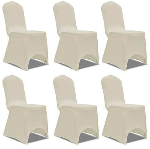 ZEYUAN Set de 6 Fundas Ajustadas para sillas, Color Crema, Funda Sillas Comedor, Cubre Sillas, Cubierta De La Silla, Funda Protectora Sillas