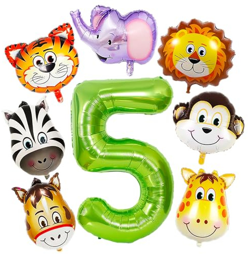 Luftballons Tiere 8 Stück Folienballon Tiere Ballon Safari Ballons Waldtiere Dschungel 5 Jahre Geburtstag Deko