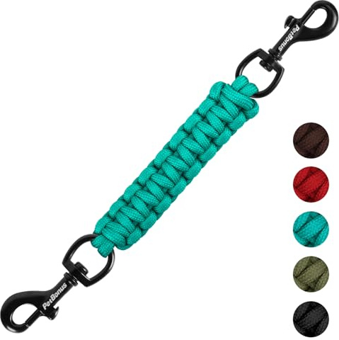 PetBonus Dog Leash Safety Clip, Handmade Dog Collar to Harness Connector | Dog Collar Backup Safety Strap, Escape Proof, Double Ended Clasp, Lead Connector for Dog Collar, Harness (Turquoise)