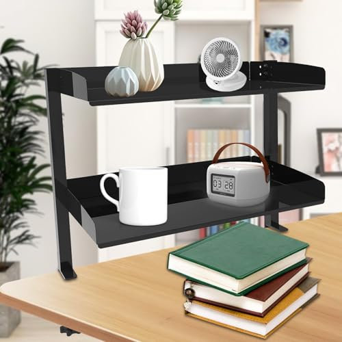 Estante De Mesa, Organizador De Escritorio Estante De Escritorios 2 Niveles Estantes De Escritorio Con Abrazadera Accesorio Para Estantes De Escritorios Estantees Para Oficina Hogar 44X22X39 Cm Negr