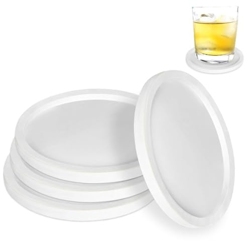 Coasters set of 4 Pcs, Silicone Thick Design Cup Coasters, Round Mugs Coasters Set, Non-Slip Cup Mats for Coffee, Beer, Wine Glasses, and Bottles, Perfect for Home & Bar Use 10 * 10 * 0.5cm