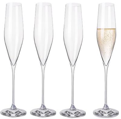 B.BOHEMIAN Champagner Gläser 190 ml, 4 Stück, Seneca, Prosecco, Sektgläser aus Kristallglas, Champagnergläser spülmaschinenfest