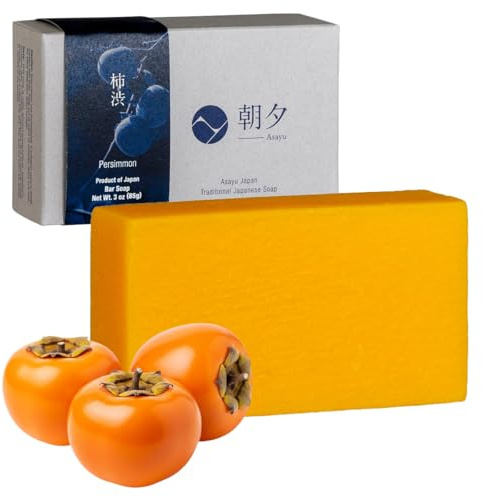 Asayu Japan Kaki Seife - 1 Stück, 85g | Natürliche Körperseife gegen Körpergeruch | Für Männer & Frauen, Sanft zur Haut, Traditionelle japanische Pflege