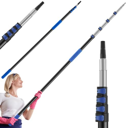 24ft Telescopic Extension Pole, Multi-Purpose Window Cleaning Pole, Paint Roller Extension Pole, Lightweight Telescopic Pole for Window Cleaning Light Bulb Changer/Gutter Cleaning Tools/Duster Pole