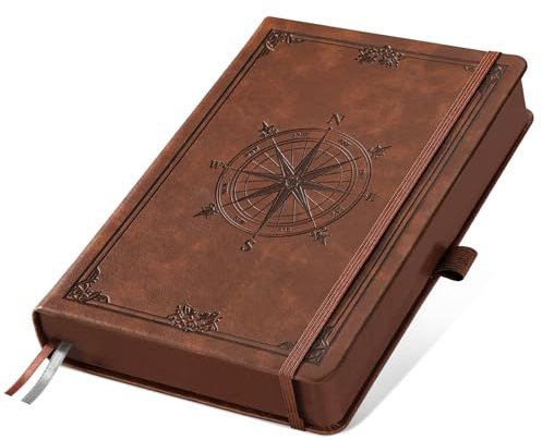 AUTEMPO Notizbuch A5 Blanko, 100g/m² Papier, 320 Seiten - Braun | Leder Hardcover skizzenbuch, reißfest dickes Papier, kein Ausbluten, Stiftschlaufe für Zeichnen & Skizzen