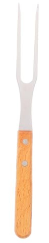 UTHCLO Fourchette Barbecue Accessoire Barbecue Polyvalent Résistant aux Hautes Températures en Acier Inoxydable avec Manche en Bois Épais pour Cuisson de Bœuf et Agneau en Plein Air