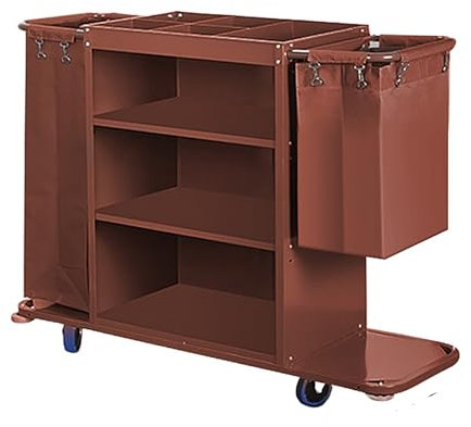 Carro de Limpieza Profesional Multifuncional de 4 Capas Cesto Ropa Sucia con Bolsa Oxford y Ruedas Silenciosas Marco de Hierro para Hoteles, Centros Comerciales(140 * 46 * 112cm)