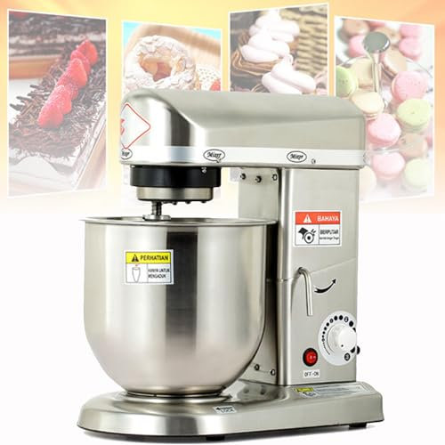 Stainless Steel dough mixer，Whisks & Dough Hooks Electric Stand Mixer, with Dough Hook, 3 Speed Electric Dough Mixer for Bread Cake Pizza Bakery Multifunction Blender(Onecolor,5L)