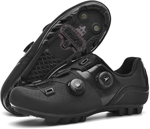 PENXZT Mountainbike Schuhe Herren Damen, Kompatibel mit Shimano SPD 2-Bolts Pedals Anti-Skid Atmungsaktiv Fahrrad Spin MTBschuhe Radsportschuhe,Schwarz,42 EU