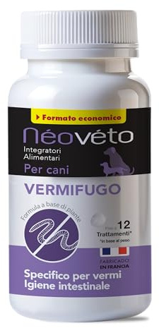 NEOVETO - Vermipurge - Vermifuge pour Chien en comprimés naturels - Actifs agréés par Les Services Vétérinaires Français - Fabriqué en France - Facile à administrer - 30 comprimés (Version Italienne)