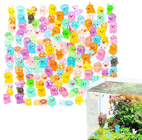 Kunstharz-Tier-Set, kleine Tierfiguren, leuchten im Dunkeln, leuchtende Landschaftsfiguren, Ornamente für Wohnzimmer, Schlafzimmer, Desktops, Fensterbänke
