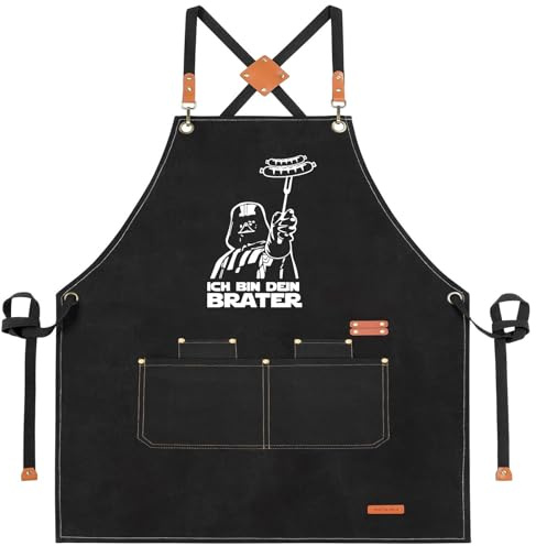 DXDXDXD Grillschürze für Männer Star Wars Schürze Kochschürze Herren mit 4 Taschen 95cm Große Männer Grill Schürze, Starwars Geschenk-ICH BIN DEIN BRATER
