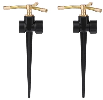 lasuroa 2pcs Arroseurs Pelouse Métal avec Base à Pointe, Arroseur Jardin Rotatif Automatique 360 Degrés avec Buse en Laiton à 3 Bras Accessoire pour Jardin Pelouse Patio Cour Serre