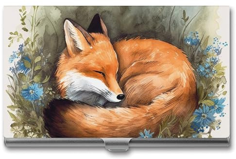 WAFICAC Porte-Cartes « Renard endormi », Unisexe, Couleur Unie, magnétique, étui de Voyage, Portefeuille Portable, Porte-Cartes de Visite, idéal pour Les Professionnels et Les Bureaux.