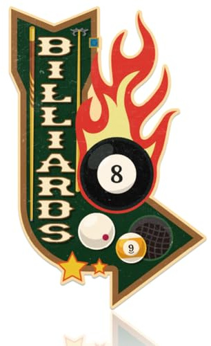 DOODLREAM Vintage Pool Hall Blechschild Wanddeko Schild Billard 34.6 x 22.7cm Metallschilder für Man Cave Game Room Club Deko Geschenk