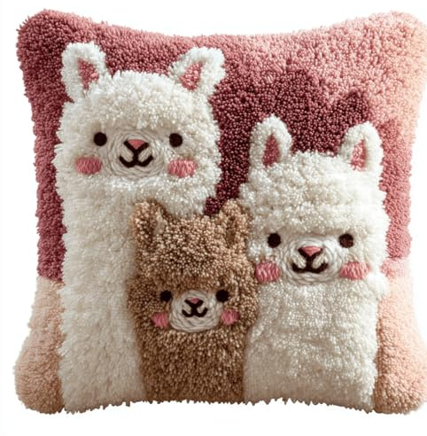 kitphoenix Knüpfkissen Zum Selber Knüpfen Alpaka Knüpfteppiche Set 3D Handgemachte Geschenke Knüpfteppich Für Kinder Und Erwachsene Knüpfset 43Cm X 43Cm