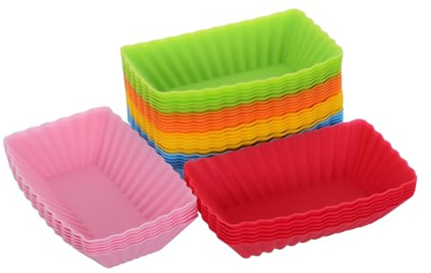 HOMOCONO 36 pirottini per muffin in silicone: pirottini riutilizzabili per cupcake - stampi per torte rettangolari flessibili antiaderenti per pasticceria, dolci fatti in casa, strumento per la