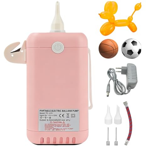 Bomba de globos eléctrica rosa, bomba eléctrica con 2 modos y cortador integrado, bomba portátil para fiestas, bodas, cumpleaños