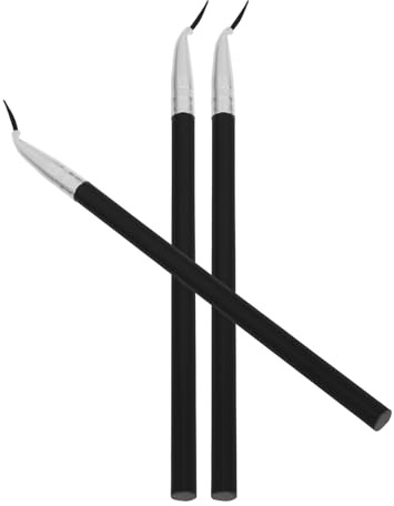 Operitacx Pincel Delineador de Ojos en Ángulo 3 Piezas Mango Largo de Pelo Natural de Caballo para Maquillaje Preciso de Cejas y Labios, Herramienta Cosmética Profesional para Aplicación