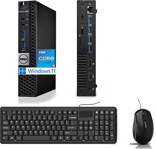 Dell Optiplex 5050 Mini-PC mit Intel Core i5-6500, 8 GB RAM, 256 GB SSD, US-QWERTY-Tastatur, WLAN, Bluetooth und Windows 11 Pro (Generalüberholt)