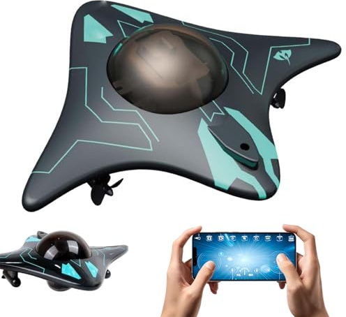 Drone Sous-marin App Control,Drone Sous-marin Radiocommandé avec 10M Caméra hd et lumières LED,Angle de Caméra Réglable,pour l'exploration Sous-marine et les Jouets pour Adultes (noir)