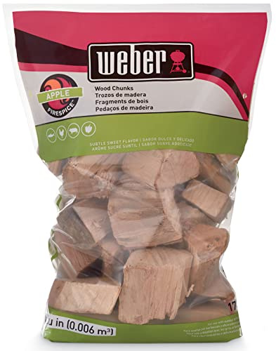 Weber Apple Wood Chunks, 4 lb – Premium BBQ Smoking & Grilling Chips for Subtle, Sweet Apple Flavor – Ideal for Beef, Lamb, Poultry, Pork & Fish – Long Lasting