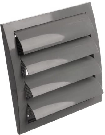 Ø 125mm Grau Lüftungsgitter mit beweglichen Lamellen Jalousie Abschlussgitter Rückstauklappe Verschlussklappe, 190x190mm