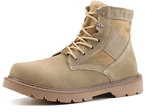 Jamron Unisex herr dam mode stridsstövlar ökenstövlar pälsfodrade halkfria utomhusvandring vandringskängor sneakers, Khaki, 43.5 EU