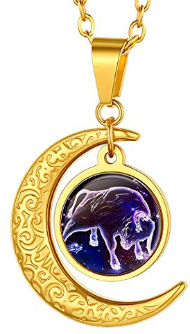 Suplight Collana Donna Segno Zodiacale Toro Collana Oro Donna Collana Donna Mezzaluna Costellazione Toro Collana Donna Placcato Oro 18K Regalo per Donna Ragazza Natale Compleanno