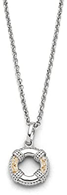 DUR Halskette Rettungsring aus 925 Sterling Silber mit Strandsand veredelt, Beige/Silber, 42 cm, K2691