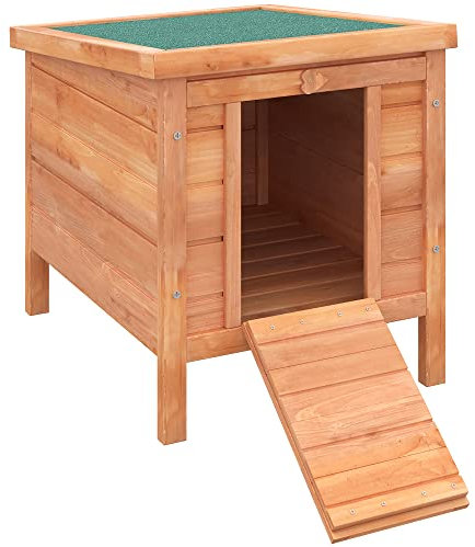 PawHut Kleintierstall Kleintierhaus Kleintierkafig Tierstall mit aufklappbares Asphaltdach Rampe Nagerkäfig Katzenhaus Tannenholz Natur+Grün 51 x 42 x 43 cm