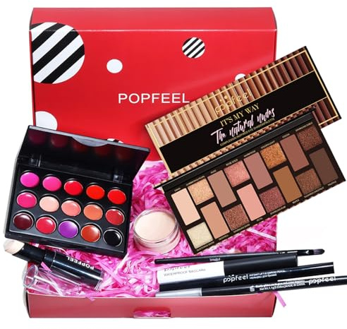 MKNZOME Estuche de Maquillaje con Cosméticos, Juego de Maquillaje Profesional Kit de Maquillaje con Brillo de Labios, Paleta de Sombras de Ojos, Rímel - Set de Maquillaje para Mujer