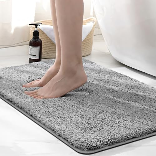 wyewye Mikrofaser-Badvorleger 2 cm super saugfähig 50 x 80 cm grau