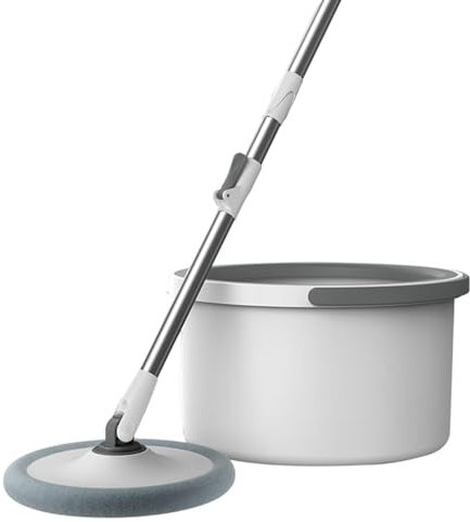 Juego de trapeador y cubeta giratorios: trapeador con separación de Aguas residuales, trapeador de Microfibra para Pisos de Madera Dura, de Limpieza del hogar con Mango Ajustable, trapeador gi