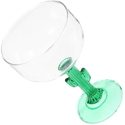 CONGARTENO Cactus-Shaped Margarita Glass 400ml Green Glass Household Drinking Goblet Party Wine Cup Decorative Stemware for Table and Bar