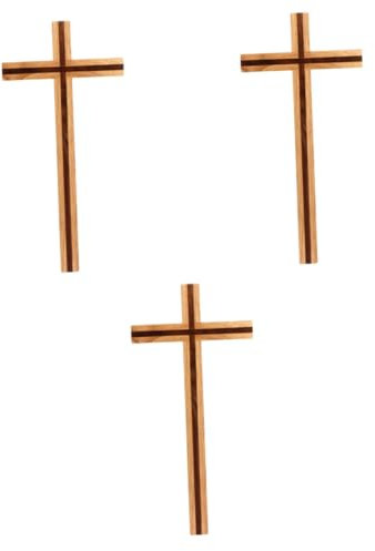 Warmhm Holzkreuz Groß 25 x 13 cm - Rustikales Wandkreuz Aus Holz Für Wohnzimmer Und Schlafzimmer - Christliches Kruzifix Als Dekoration Und Zur Taufe Hochzeit Oder Osterfeier