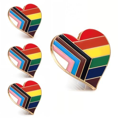 4 Stück Stolz Anstecknadel Pride Flagge Anstecker Pin Regenbogen Ansteckern Lgbtq Inspirierenden Pins Brosche Herzflagge Regenbogen Gay Flaggen Anstecknadeln Für Kleidung Rucksack Mütze Month