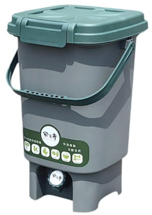 Folpus Contenedor de Compost con asa, contenedor de Basura para el hogar, Cubo de Compost para balcón, Exterior, residuos de Alimentos, L