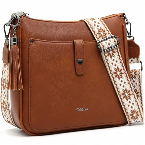 HILAEX Umhängetasche Damen mit Anti Diebstahl, RFID, Vielen Fächern | Handtasche Damen Mittelgroß mit Verstellbar Abnehmbar Breiter Gurt