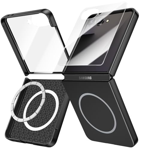 Doeshine for Z Flip 7 Case Mag-safe, Screen Protector, Ultra Slim, Black | Full Body Cover, Thin Slim Fit Phone Case, Lightweight Skin-Friendly Stylish, Hard PC Cover for Samsung Galaxy Z Flip 7 2025