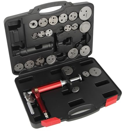 MasYosh Kit de Herramientas de Retroceso de Pistón de Freno de 24 Piezas, Hecho de Acero 45 con Alta Resistencia y Presión de Trabajo de 118 PSI, Universal para Automóviles, Incluido