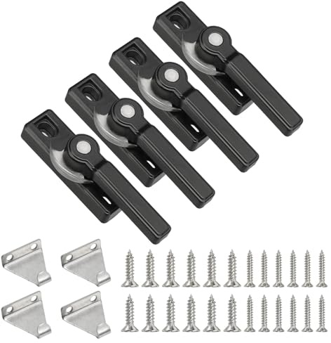 PATIKIL Cerraduras De Ventana Corrediza 2.9 X 0.9 4Pcs Cerraduras Y Retenedores De Acción De Leva Para Reemplazo En Dormitorios Baños Ventanas Corredizas Verticales Y Horizontales Negro