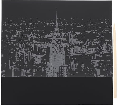 Healvian Carte da Grattare per Lavoretti Artistici Fai da Te Immagini Vista Notturna della Città Set 2 Pezzi per Attività Creative e Giochi Educativi