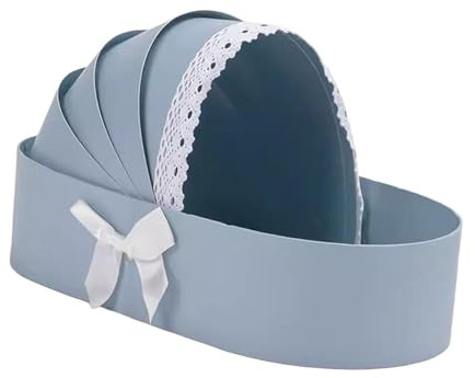 FewNvWa Stylish Cradle-Style Flower Basket Cardboard Gift Box, Reusable Packaging. Versatile for Christenings, Family Celebrations, Living Room Gifts, Blue