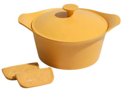 Cookut - L'incroyable Cocotte 28 cm avec poignée en métal et manique assorties - Mangue