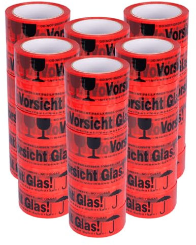 verpacking 36x VORSICHT GLAS Klebeband reißfest leise abrollend, 48 mm x 66 lfm