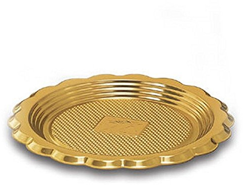 ALCAS Vassoio Tondo Oro monoporzione in plastica Mini medoro 100 pz Pasticceria 6 cm