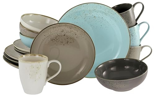 CreaTable, 19984, Serie Nature Collection, 16-teiliges Geschirrset, Kombiservice aus Steinzeug, spülmaschinen- und mikrowellengeeignet, Qualitätsproduktion