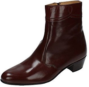 Moya 50 Botines de Piel Hombre, con tacón Cubano y Suela de Cuero Hombre Botas-Botines MARRÓN 43